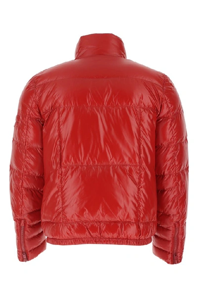 Shop Prada Triangle Logo Down Jacket In Red