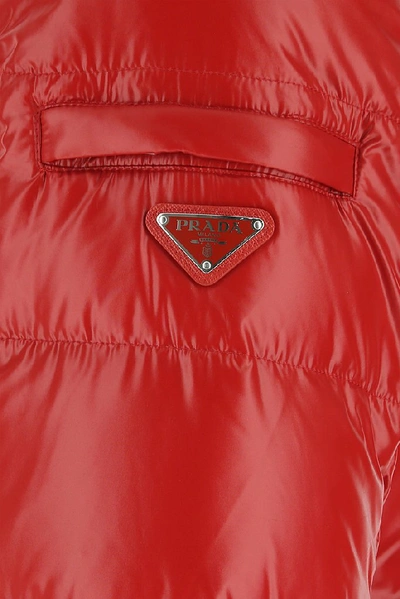 Shop Prada Triangle Logo Down Jacket In Red