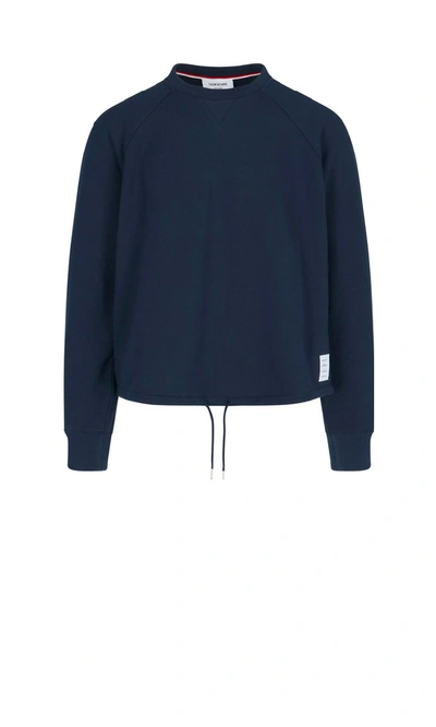 Shop Thom Browne Drawstring Sweatshirt In Blue