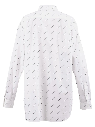 Shop Balenciaga All Over Logo Print Shirt In White