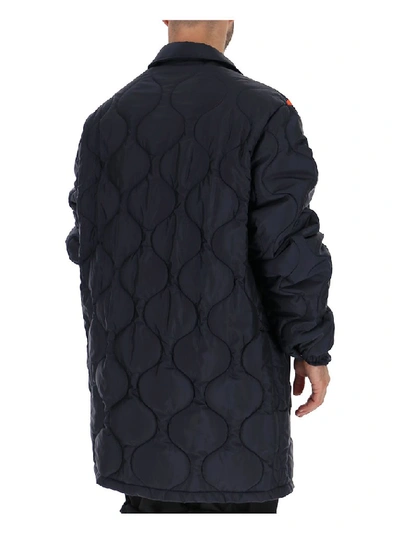 Shop Gucci Chevron Padded Jacket In Blue