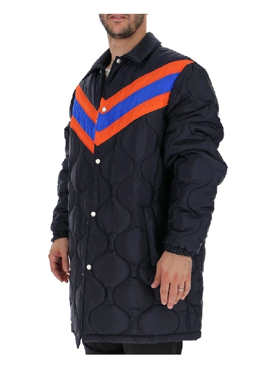 Shop Gucci Chevron Padded Jacket In Blue