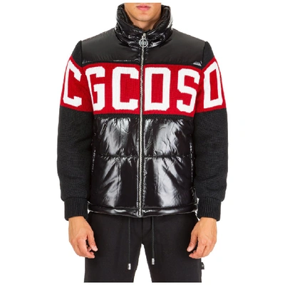 Shop Gcds Zipped Logo Puffer Jacket In Black