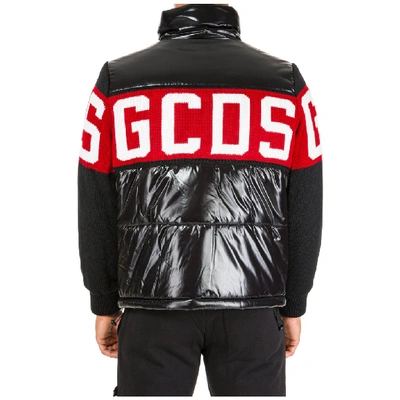 Shop Gcds Zipped Logo Puffer Jacket In Black