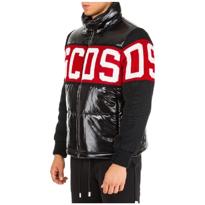 Shop Gcds Zipped Logo Puffer Jacket In Black