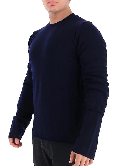 Shop Comme Des Garçons Shirt Layered Knitted Sweater In Navy