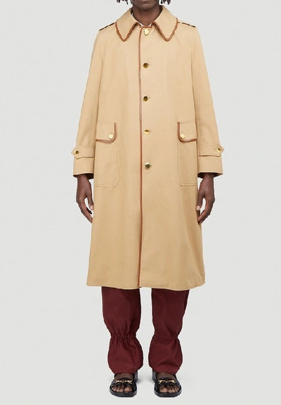 Shop Gucci Contrast Trim Oversize Coat In Beige