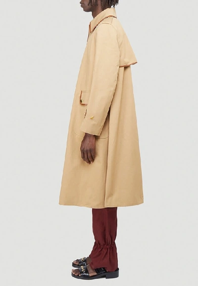Shop Gucci Contrast Trim Oversize Coat In Beige
