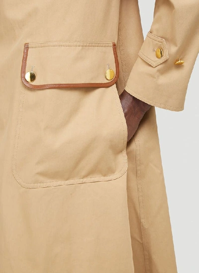 Shop Gucci Contrast Trim Oversize Coat In Beige