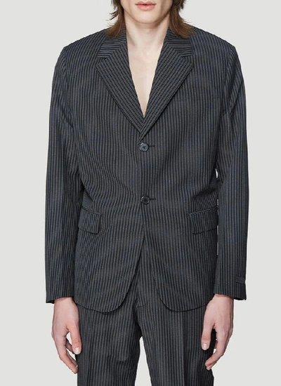 Shop Prada Oversize Pinstriped Blazer In Grey