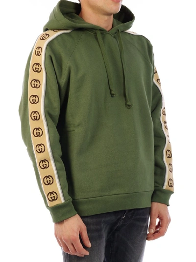 Shop Gucci Jersey Hooded Sweatshirt In Green