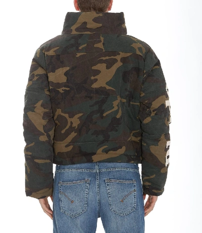 Shop Rhude Camouflage Print Puffer Jacket In Green