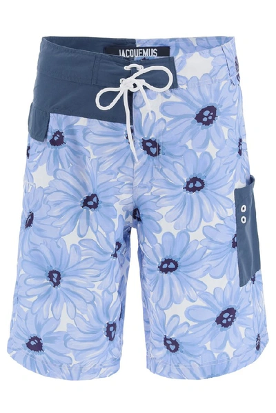 Shop Jacquemus Floral Print Surfer Shorts In Multi