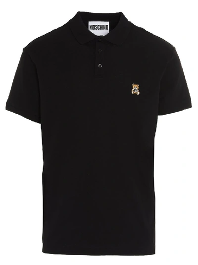 Shop Moschino Teddy Polo Shirt In Black