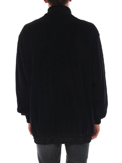 Shop Gucci Oversize Embroidered Chenille Jacket In Black