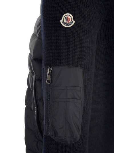 Shop Moncler Padded Front Zip Jacket In Navy