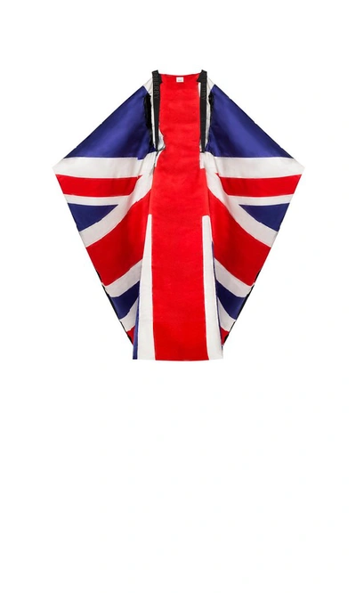 Shop Burberry Union Jack Puffer Cape In Multi