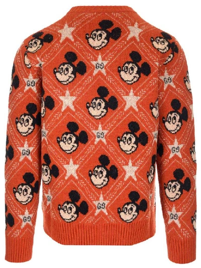 Shop Gucci X Disney Gg Mickey Mouse Jumper In Orange