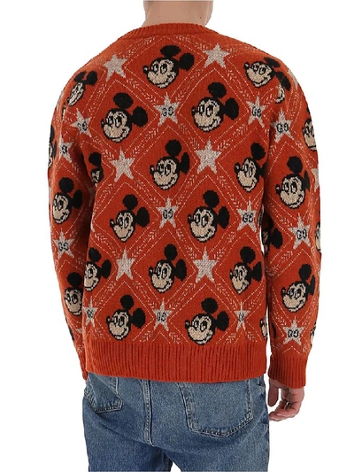 Shop Gucci X Disney Gg Mickey Mouse Jumper In Orange