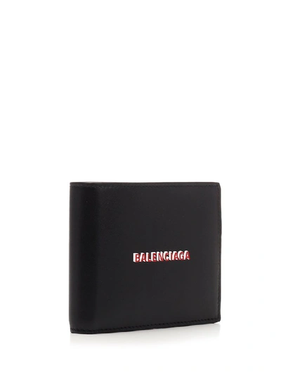 Shop Balenciaga Logo Bifold Wallet In Black