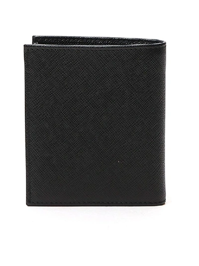 Shop Prada Triangle Logo Bifold Wallet In Black