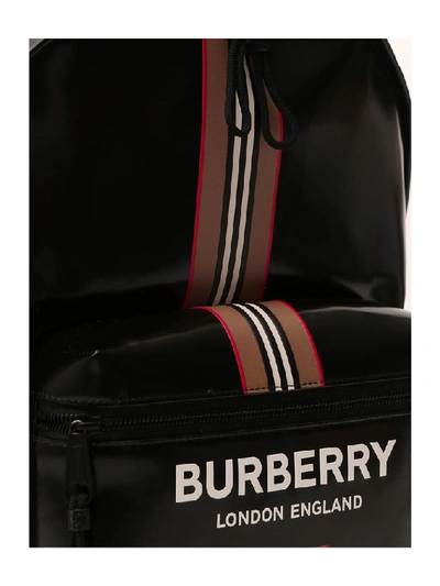 Shop Burberry Logo Icon Stripe Print Backpack In Black