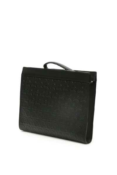 Shop Ferragamo Salvatore  Gancini Clutch Bag In Black