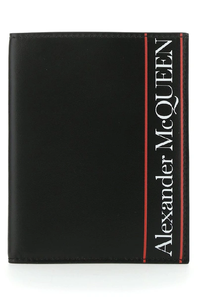 Shop Alexander Mcqueen Logo Bifold Passport Holder In Black