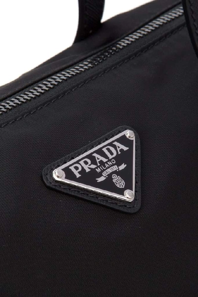 Shop Prada Logo Plaque Tote In Black