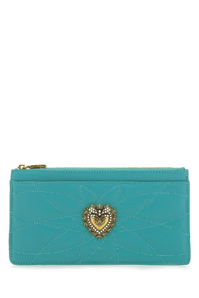 Shop Dolce & Gabbana Devotion Zipped Cardholder In Green