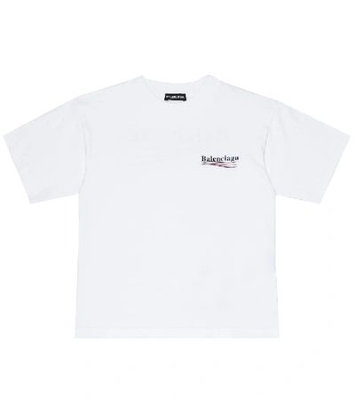 Shop Balenciaga Logo Cotton T-shirt In White