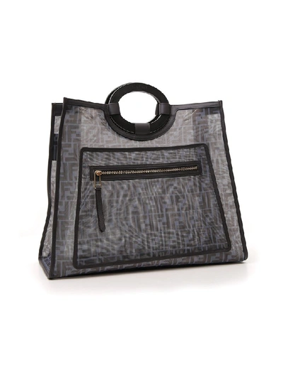 Shop Fendi Ff Runaway Monogram Tote Bag In Black