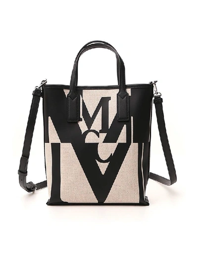 Shop Mcm Logo Glitch Shopper Bag In Multi