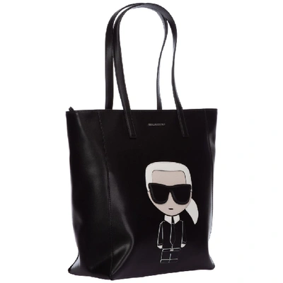 Shop Karl Lagerfeld Embroidered Tote Bag In Black