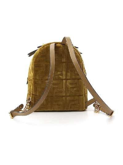 Shop Fendi Ff Embossed Mini Velevt Backpack In Green