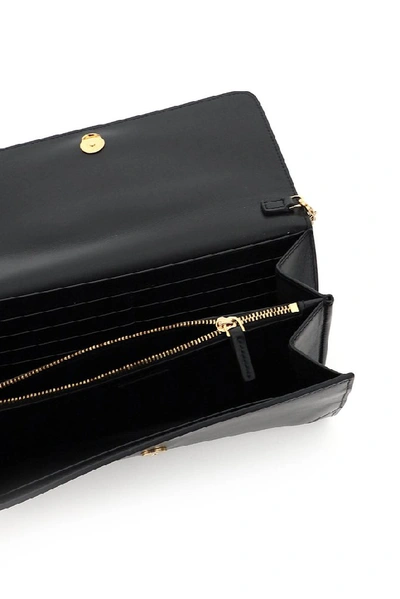 Shop Versace Virtus Embellished Chain Clutch Bag In Black