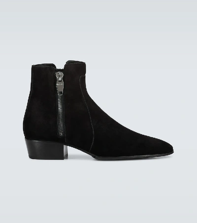 Shop Balmain Anthos Suede Ankle Boots In Black