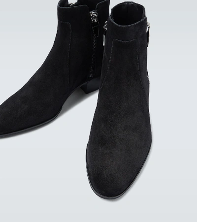 Shop Balmain Anthos Suede Ankle Boots In Black