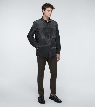 Shop Valentino Vltn Denim Overshirt In Black