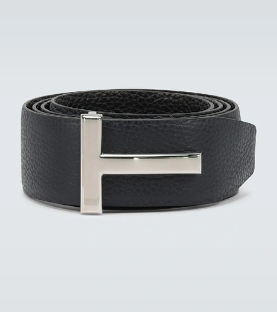 Shop Tom Ford T Icon Reversible Leather Belt In Blue