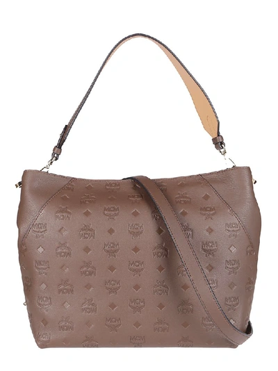 Shop Mcm Monogram Klara Hobo Bag In Brown