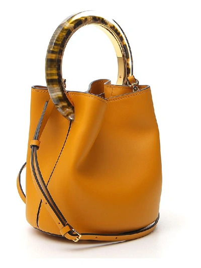 Shop Marni Pannier Top Handle Bucket Bag In Yellow