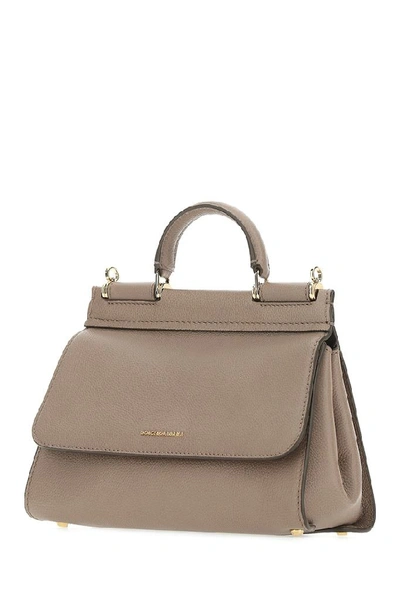 Shop Dolce & Gabbana Sicily Shoulder Bag In Grey