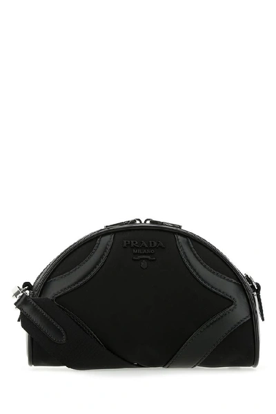 Shop Prada Logo Bowling Shoulder Bag In Black