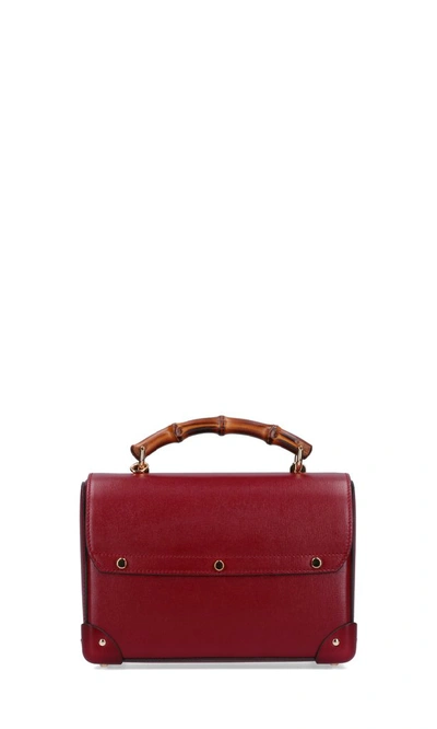 Shop Gucci Padlock Small Bamboo Shoulder Bag In Red