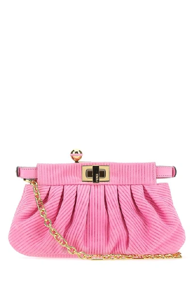 Shop Fendi Peekaboo Clutch Bag In Pink