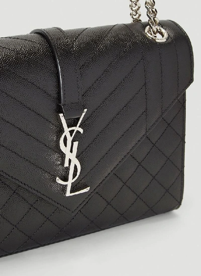 Shop Saint Laurent Matelassé Envelope Medium Shoulder Bag In Black