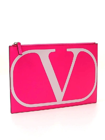 Shop Valentino Vlogo Large Neon Pouch In Pink