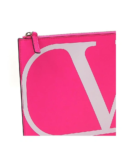 Shop Valentino Vlogo Large Neon Pouch In Pink