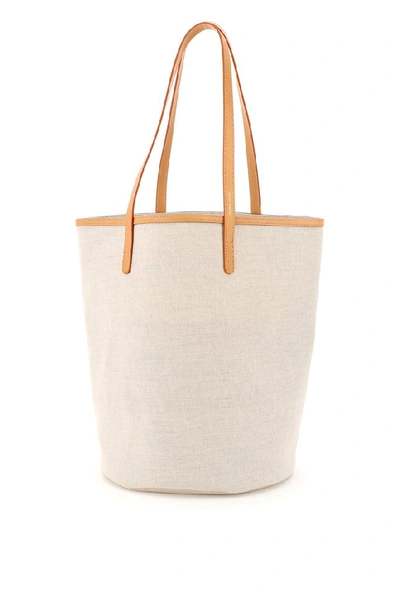 Shop Mansur Gavriel Circle Bucket Bag In Beige